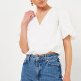 Blouson Top with Back Spaghetti Closure