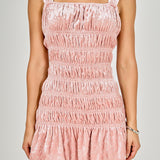 Smocked Velvet Mini Dress