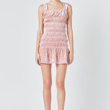 Smocked Velvet Mini Dress