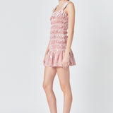 Smocked Velvet Mini Dress