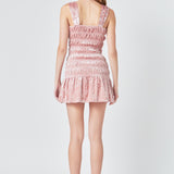 Smocked Velvet Mini Dress