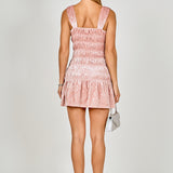 Smocked Velvet Mini Dress