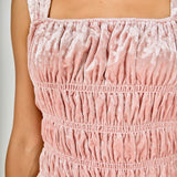 Smocked Velvet Mini Dress