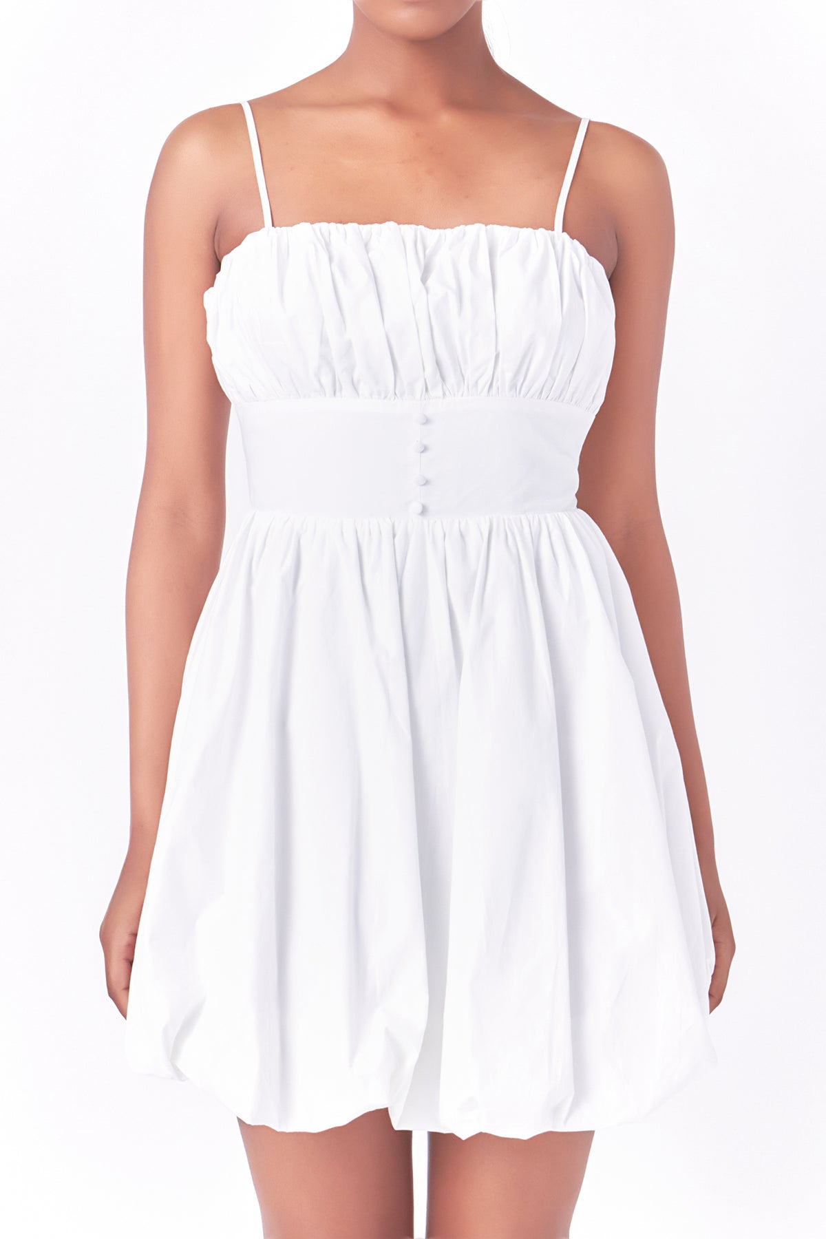 Ruched Blouson Mini Dress