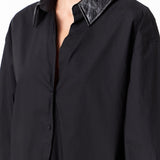 Pu Collared Oversize Shirt