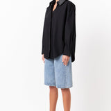 Pu Collared Oversize Shirt