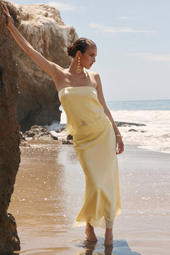 Satin Lace Midi Skirt
