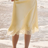 Satin Lace Midi Skirt