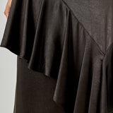 Satin Waterfall Midi Skirt