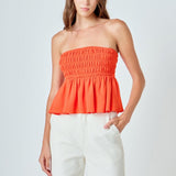 Smocked Strapless Top