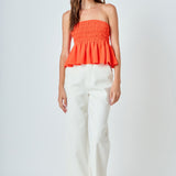Smocked Strapless Top