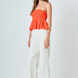 Smocked Strapless Top