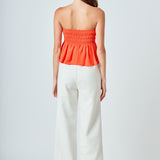 Smocked Strapless Top