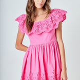 Scalloped Off The Shoulder Mini Dress