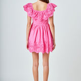 Scalloped Off The Shoulder Mini Dress