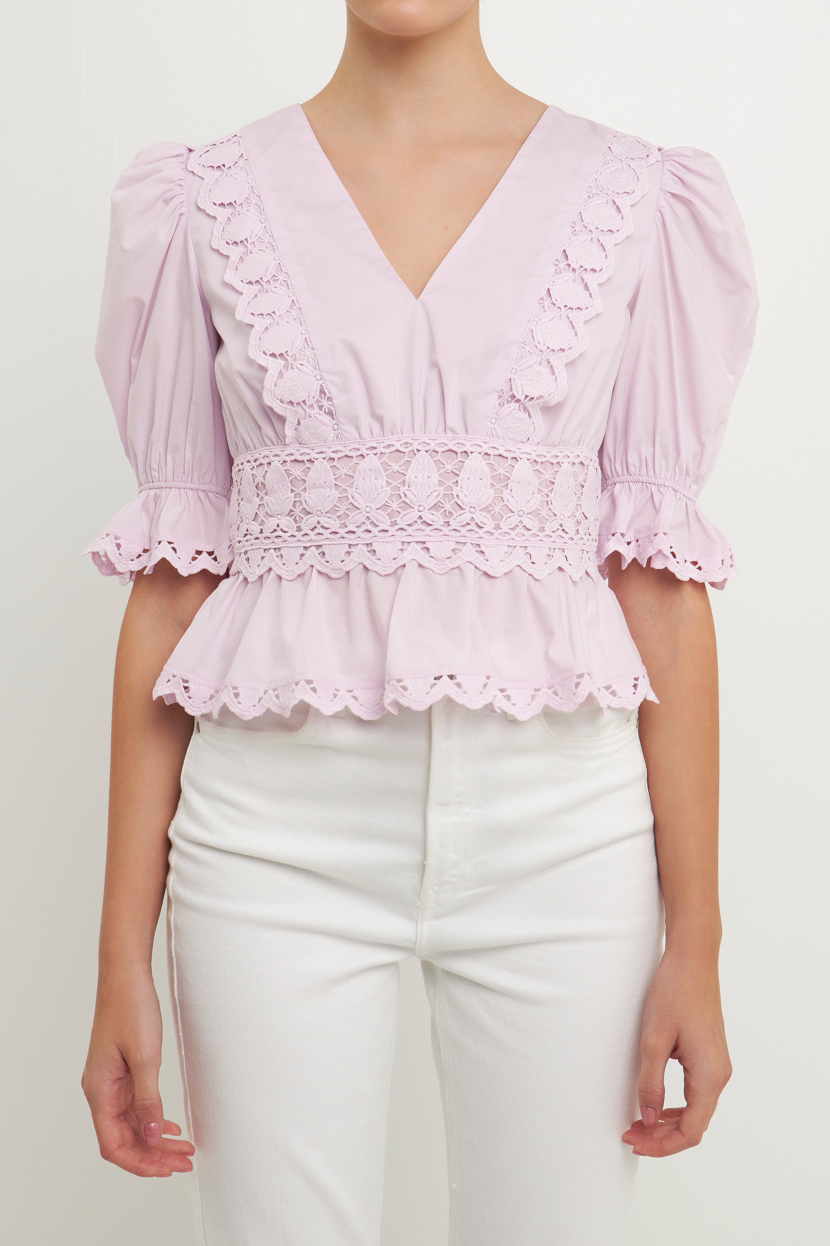 Endless Rose - Polka Dot Chiffon Blouse Mauve / M