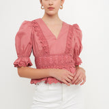 Combination Eyelet Lace Top