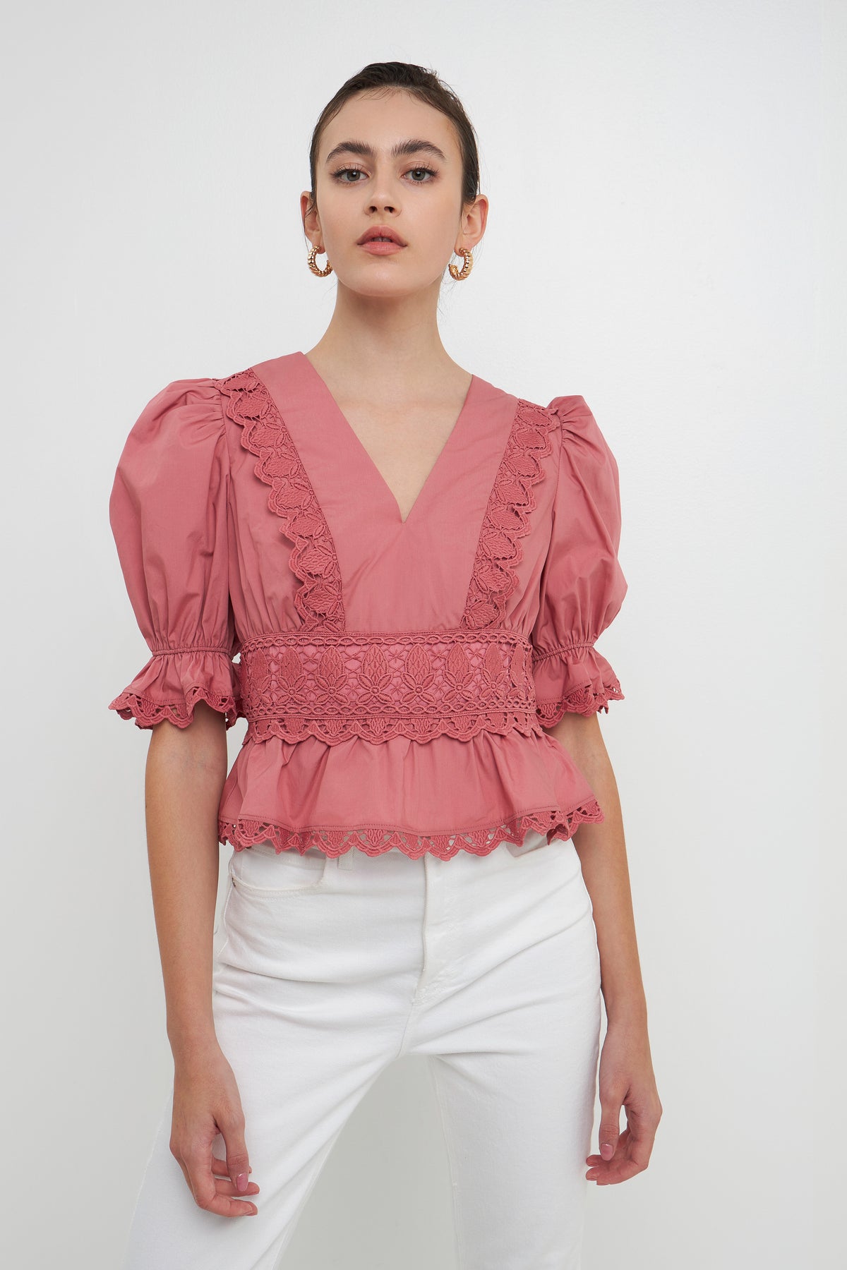 Combination Eyelet Lace Top