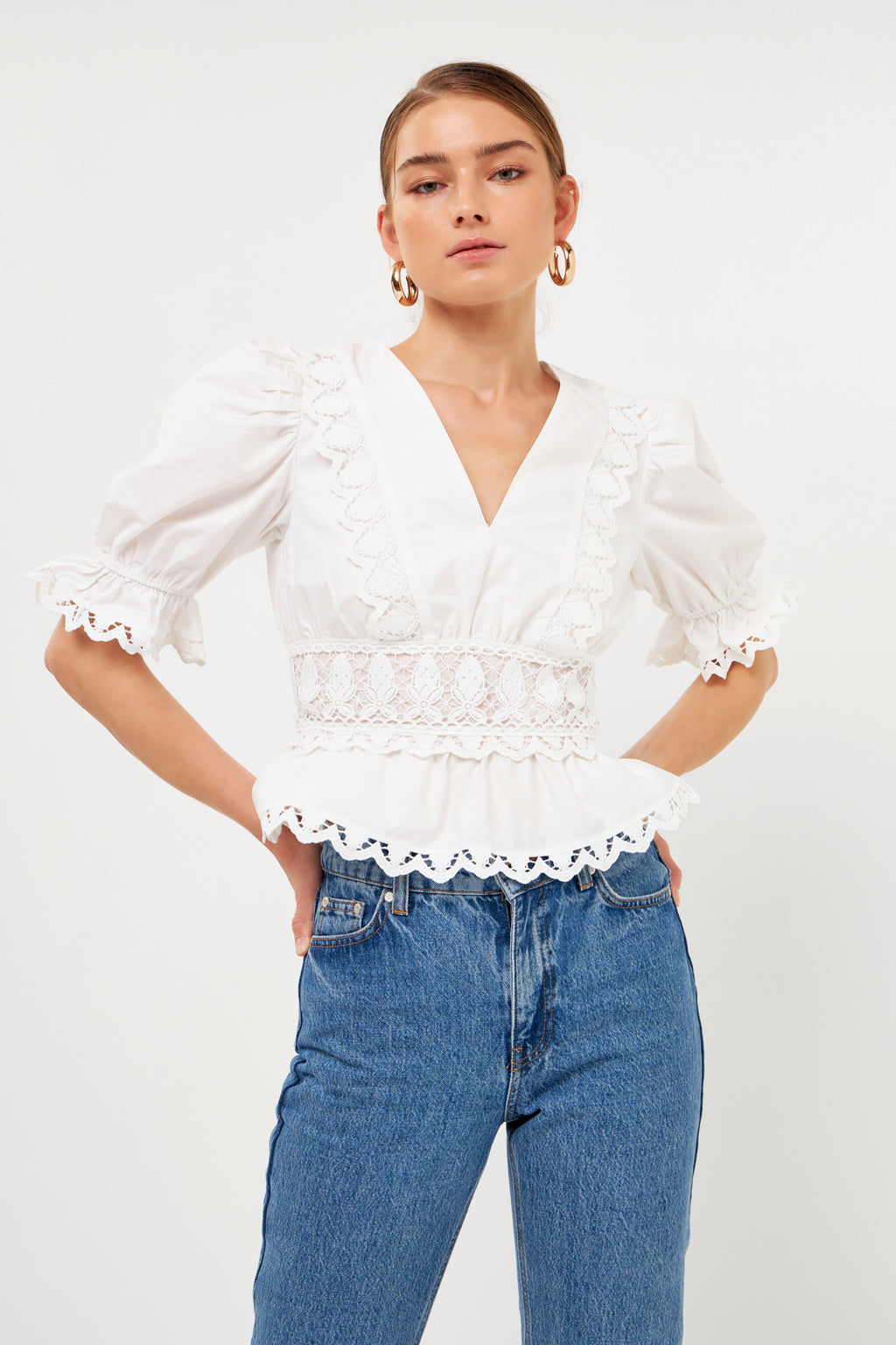 Combination Eyelet Lace Top