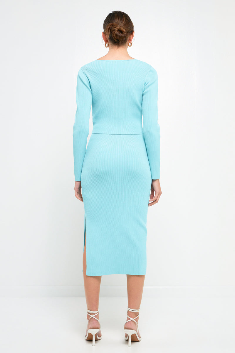 Midi Knit Skirt with Side Slit