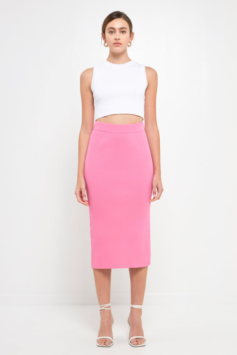 Midi Knit Skirt with Side Slit