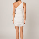 One Shoulder Ruched Mini Dress