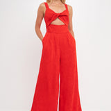 Soft Touch Plisse Twist Jumpsuit