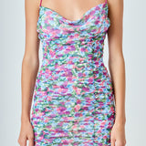 Double Ruched Skinny Floral Mini Dress
