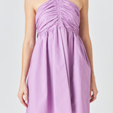 Ruched Halter Neck Flounce Dress