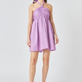 Ruched Halter Neck Flounce Dress