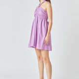 Ruched Halter Neck Flounce Dress