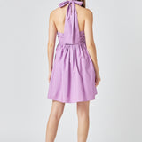 Ruched Halter Neck Flounce Dress