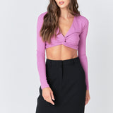 Front Twist Cropped Long Sleeve