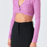 Front Twist Cropped Long Sleeve