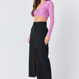 Front Twist Cropped Long Sleeve