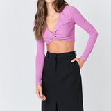 Front Twist Cropped Long Sleeve