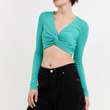 Front Twist Cropped Long Sleeve