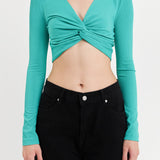 Front Twist Cropped Long Sleeve