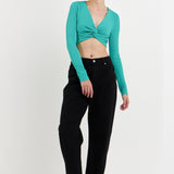 Front Twist Cropped Long Sleeve