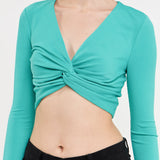 Front Twist Cropped Long Sleeve