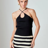 Crossover Skinny Rib Knit Top