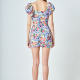 Floral Off the Shoulder Ruched Mini Dress