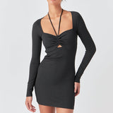 Ruched Haltered Fitted Mini Dress