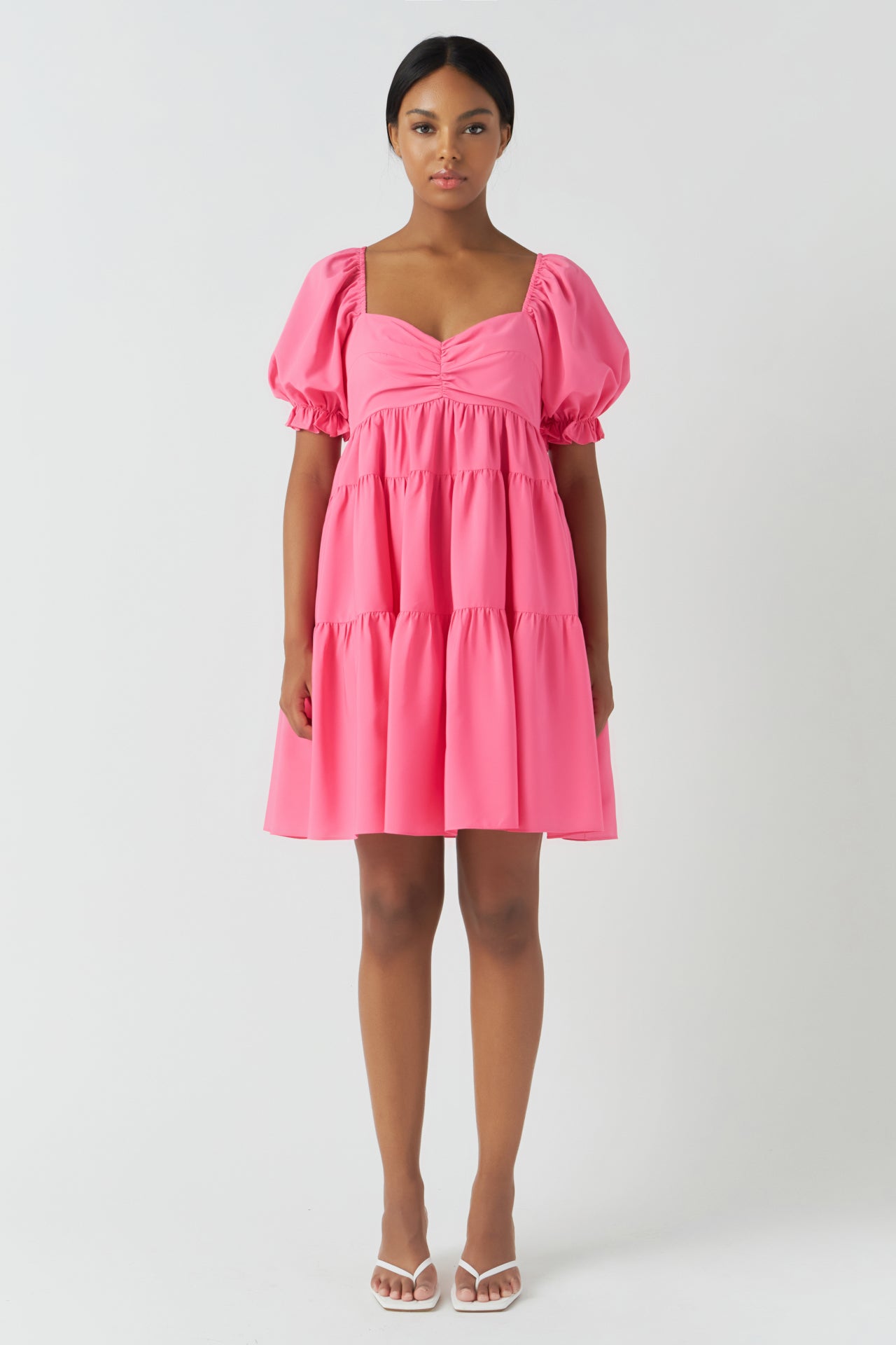 Classic Sweetheart Tiered Mini with Puff Sleeves