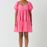 Classic Sweetheart Tiered Mini with Puff Sleeves