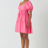 Classic Sweetheart Tiered Mini with Puff Sleeves