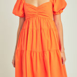 Classic Sweetheart Tiered Mini with Puff Sleeves