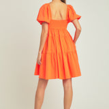 Classic Sweetheart Tiered Mini with Puff Sleeves