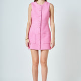 Sleeveless Tweed Mini Dress