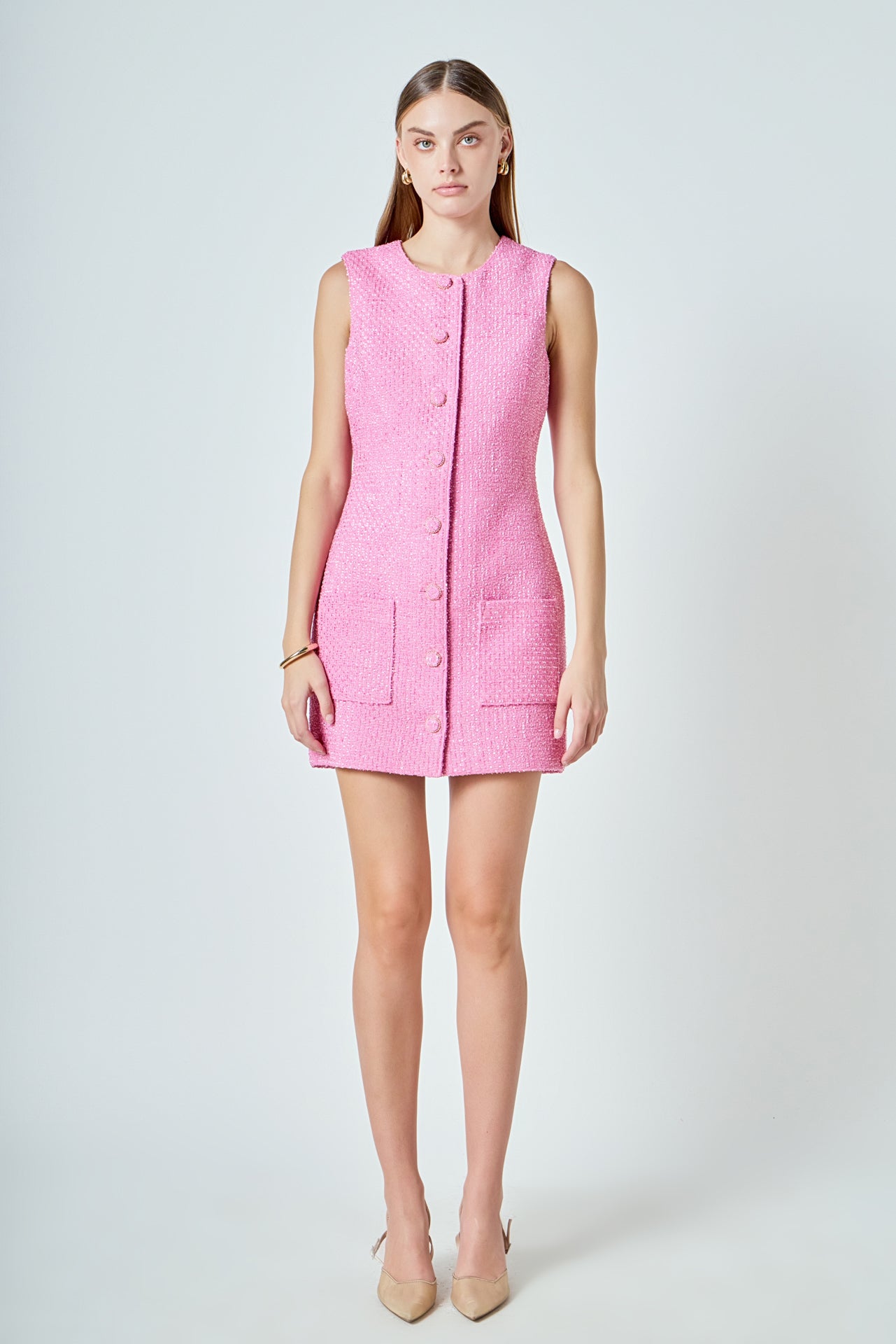 Sleeveless Tweed Mini Dress